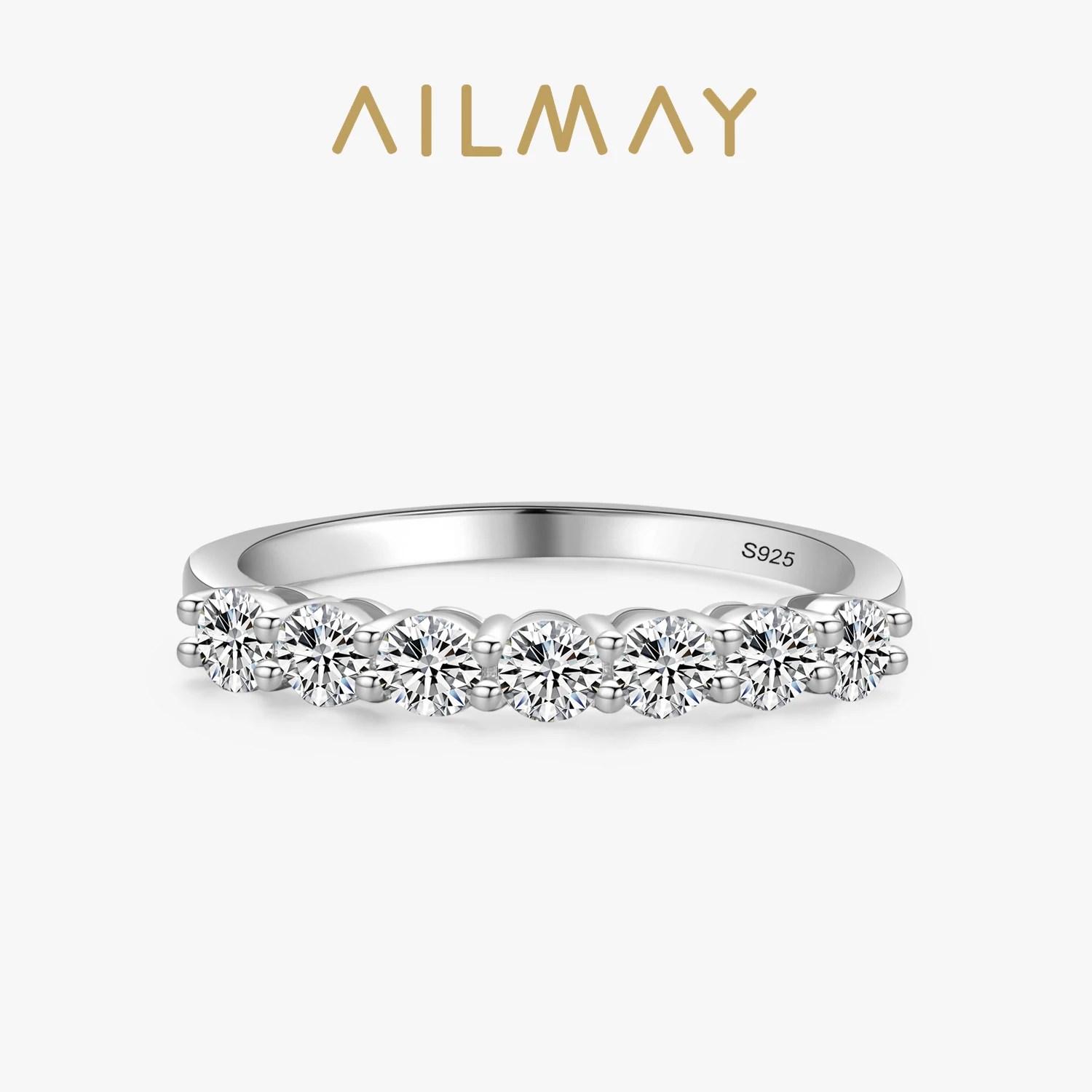 Ailmay 100% 925 Sterling Silver wieżowych okrągły olśniewający cyrkonia pierścionki dla kobiet biżuteria na prezent zaręczynowy ślub