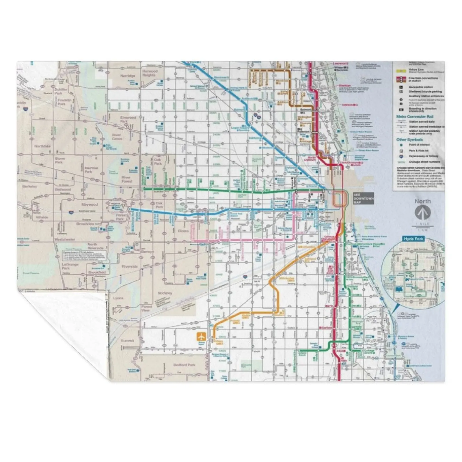 

Chicago Transit Authority Map CTA Map Throw Blanket Blankets Sofas Of Decoration Hair Shaggy Blankets