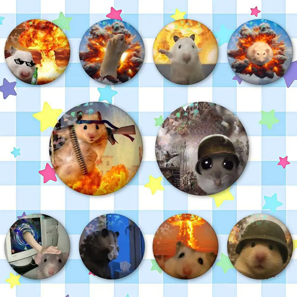 Hamster Explosion Battlefield Hamster Fire Laser Badge Creative Pins Brooch for Bag Clothes Hat Decor Gifts Fans Collect