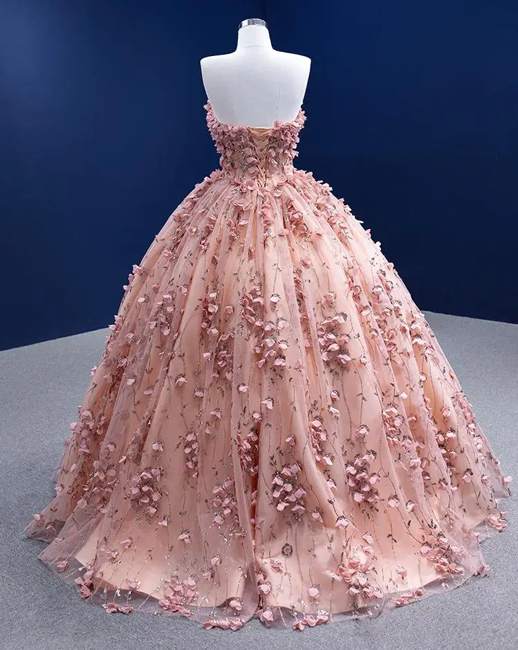 Vestido De quinceañera rosa sin grapas De princesa brillante, hasta el suelo De novia vestidos De baile De talla grande, dulce 16, 15 años