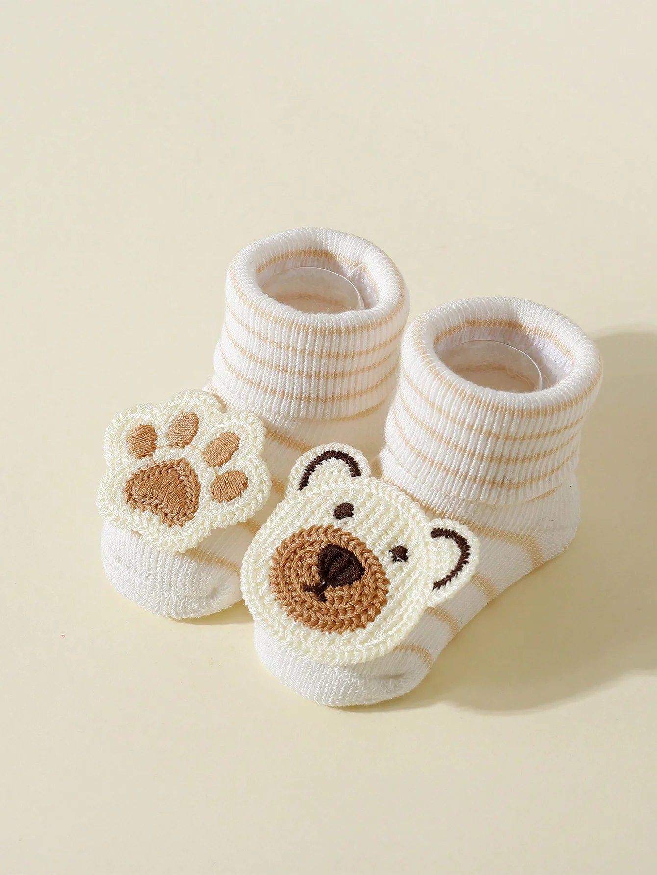 4 أزواج من جوارب الدب الكرتونية اللطيفة للأطفال، جوارب قطنية ناعمة مضادة للانزلاق للأطفال حديثي الولادة من عمر 0 إلى 12 شهرًا للأولاد والبنات #5