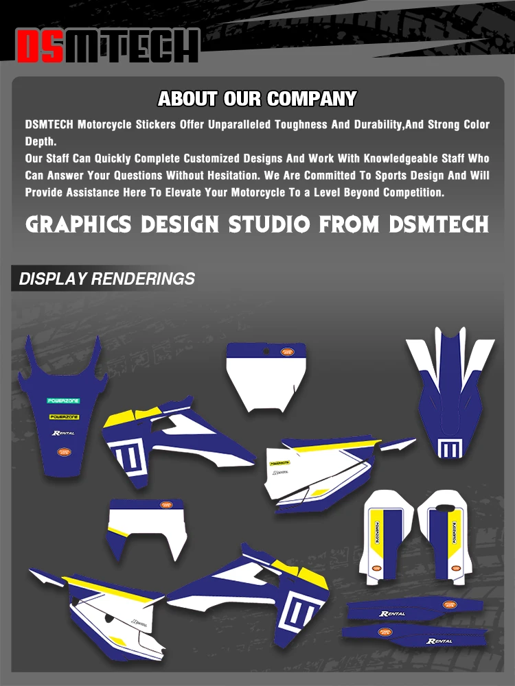 DSMTECH Grafika Naklejki Zestawy Tło 001 Do HUSQ 125 250 300 350 450 TE FE 2020-2022 TC FC FS 2019-2021 — 2