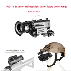 PVS14 Helmet Night Vision Monocular Scope Sights 3x28mm with Mount Bracket 200m Range Infrared NVG Goggles For Tactical Hunting