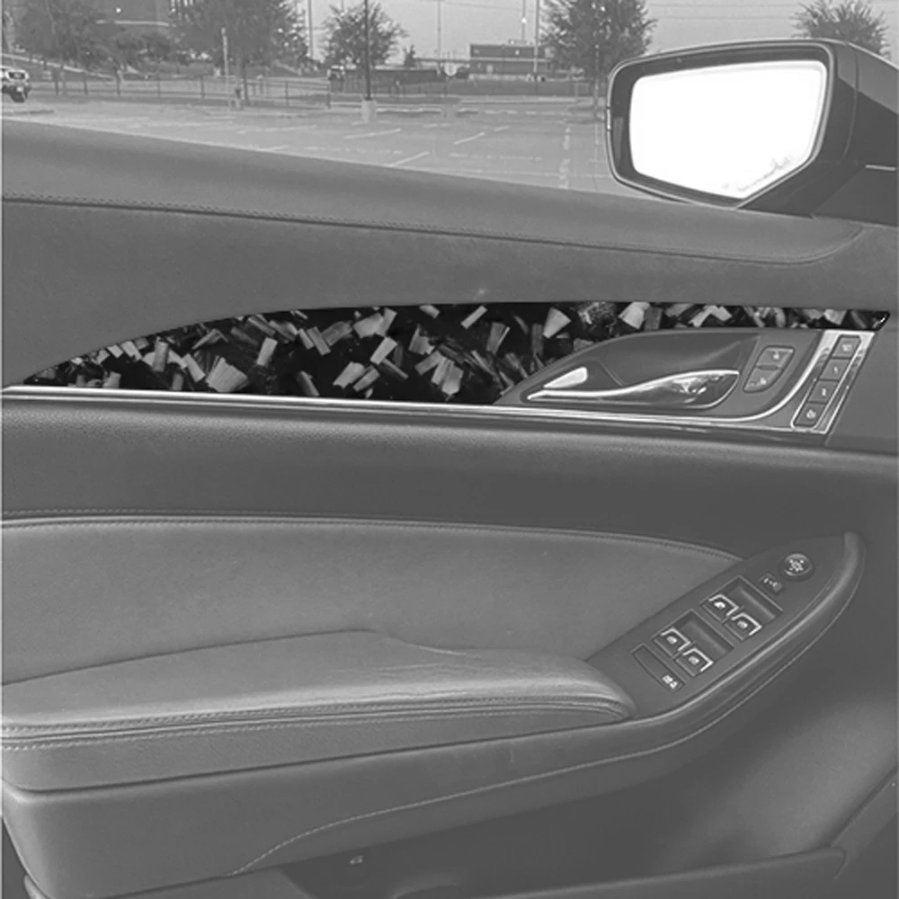 

For Cadillac CTS 2014-2019 Forged Carbon Fiber Front Rear Inner Door Panel Cover Decorative Set Car Accessories Interior Sticker