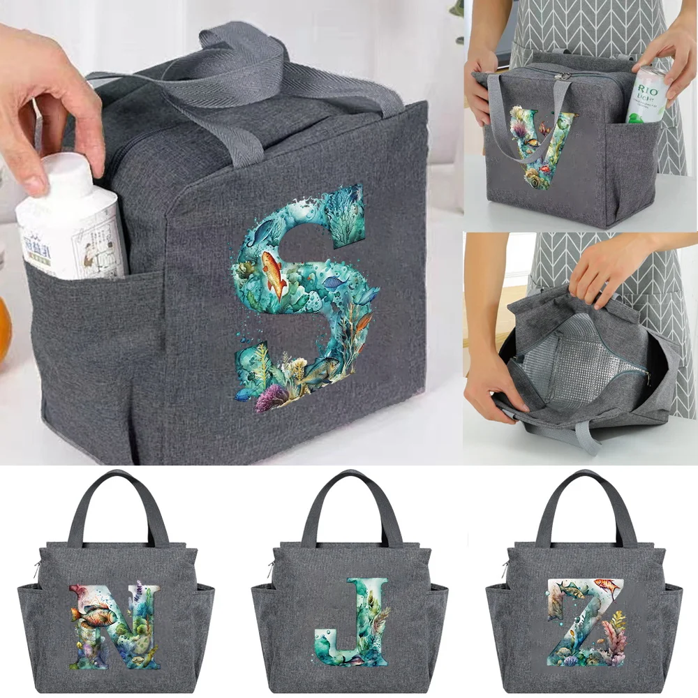 Borsa termica per il pranzo per bambini carini e bambine Multi-size isolata rosa Lunch Box Bag spalla impermeabile stampa di pesce per bambini