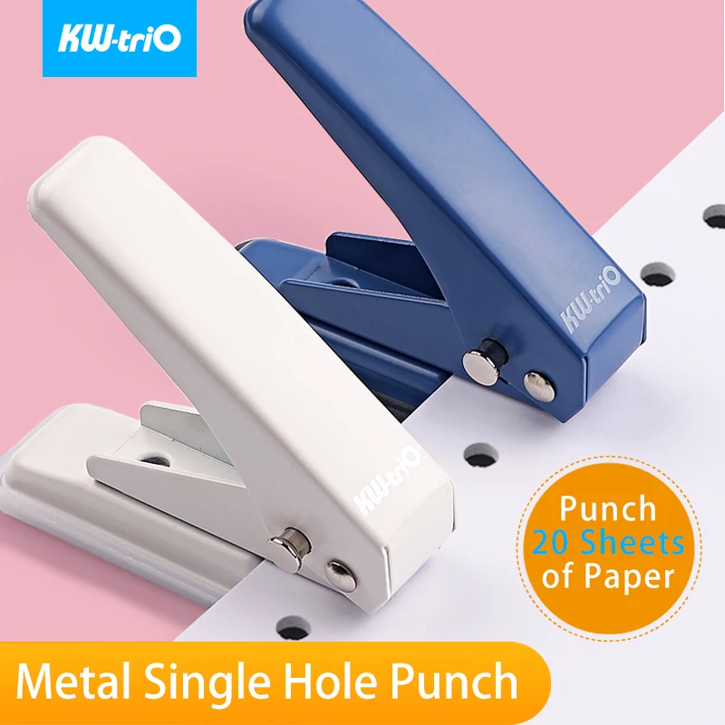 KW-triO Single Hole Punch Portable Punching Machine 1-hole Metal Paper Puncher Paper Cutter Planner Notebook Offices Stationery