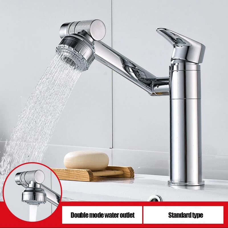 Classic Zhaocai Cat Model Multi-Functional High Quality Copper Universal Rotary Hot And Cold Water Table Basin Faucet