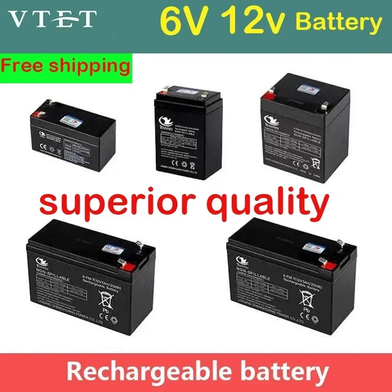 VTET 2024 Latest 6V5Ah 6V8Ah 6V10Ah 6V12Ah 12V5Ah 12V7Ah 12V12Ah High Quality Long Range Lead Acid Battery