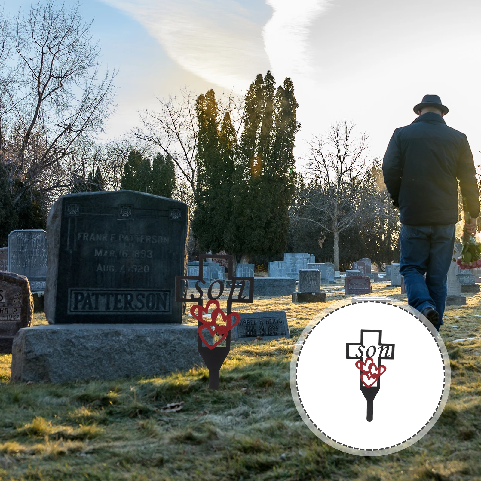 

Cemetery Decorations Humans for Son Metal Cross Marker Memorial Grave Simple Mother