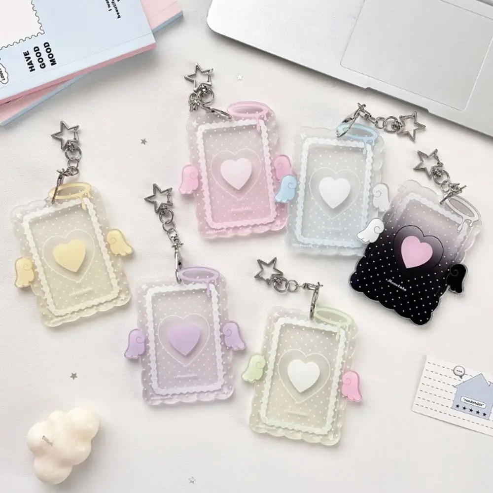 INS Style 3 Inch Card Holder Colorful Angel Wings Clear Acrylic Kpop Photocards Holder Star Holder Bags