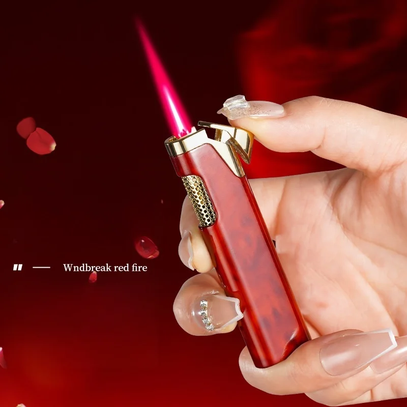 

New Night Light Slender Jet Gas Lighter Windproof Portable Rechargeable Turbo Torch Lighter Women's Gift Cigarette Accessories