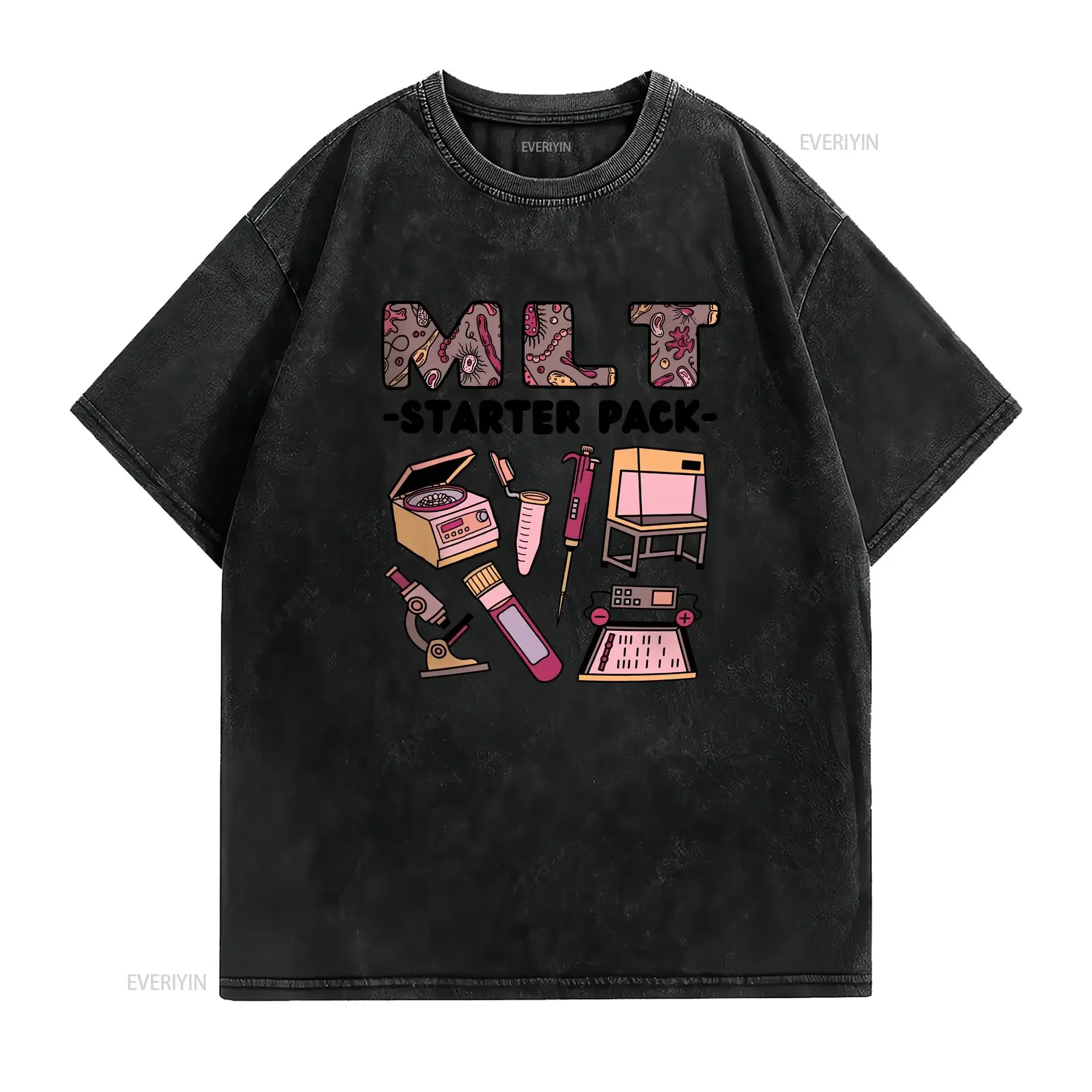 MLT T Shirt Medical Lab Technologist Technician Funny For Tech Clinical Laboratory Scientist Science s vintage Washed Versatile