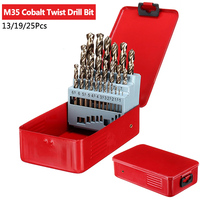 M35 Cobalt Twist Drill Bit Set HSS-Co Metric Straight Shank Power Tool Accessories with Metal Case for Stainless Steel Metal