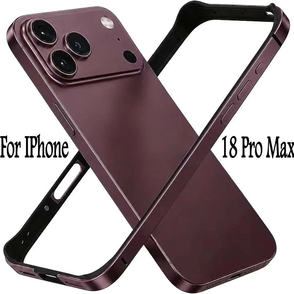Capas de Bumper com Estrutura de Liga de Alumínio para iPhone 18 Pro Max 17 Air 16 E Plus 15 14 13 Pro Max, Capa Leve de TPU à Prova de Choque