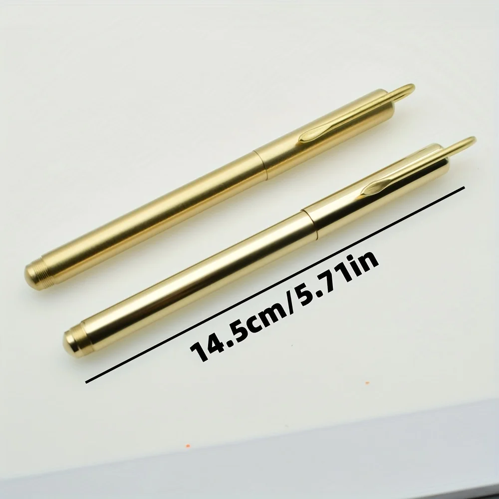 Golden Brass Gel Ben With Clip 0.7mm Point Black Ink Refill Gelpen Smooth Matte Signature Supplies