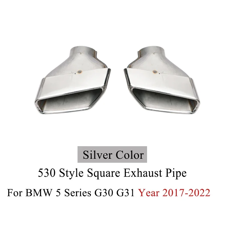 M5 Auto Staart Achterbumper Diffuser Uitlaatpijp Uitlaat Zwart Zilver 530 540 Uitlaat Tips Cover Voor BMW 5 Serie G30 G31 2017-2023