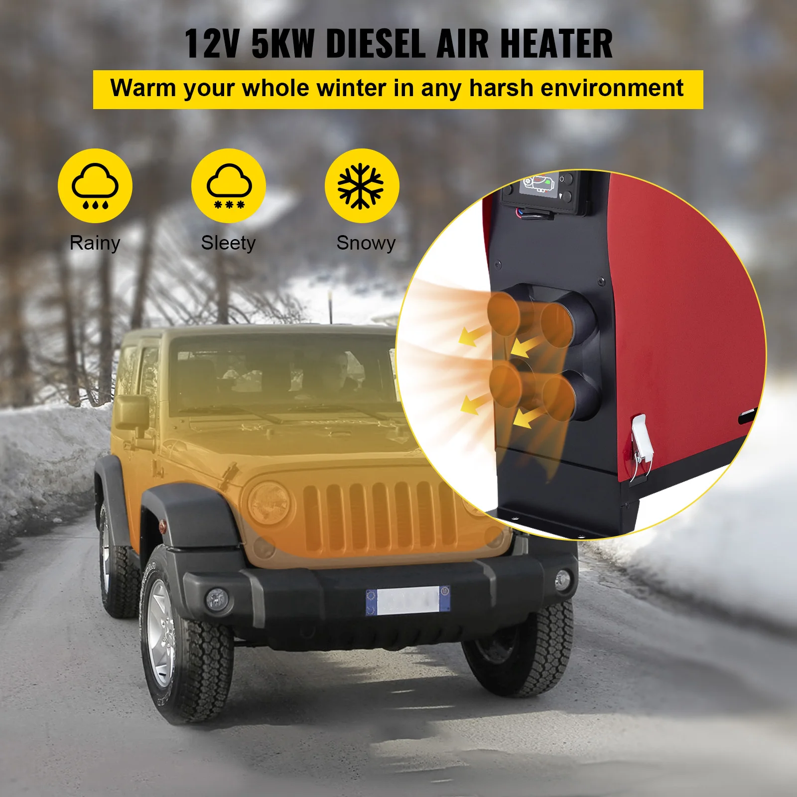 VEVOR 12V 5KW Car Heater Air Diesel Heater with LCD switch Diesel Heater with Remote Control and for Boats Car Trucks Campervans