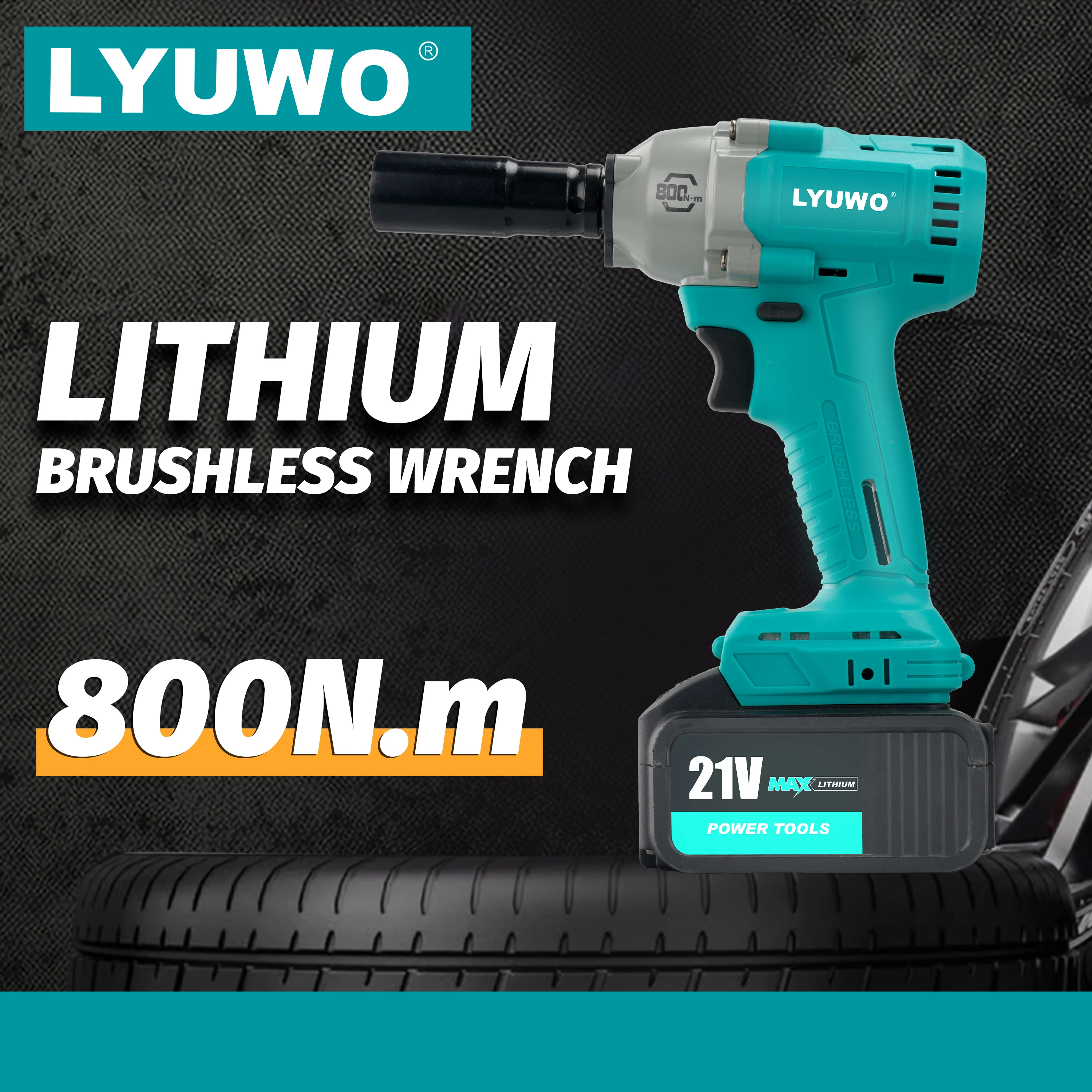 LYUWO electric tool 800 torque high-power electric wrench, single 2000mAh battery, a new product for automotive maintenance