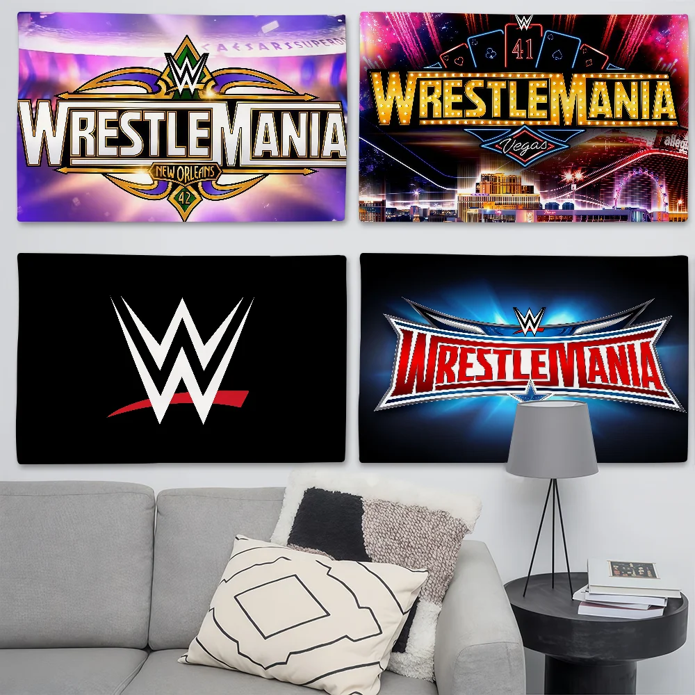 Bandeira de entretenimento de luta livre W-WWE adequada para festas de aniversário, sala de estar, quarto e decorações de acampamento ao ar livre