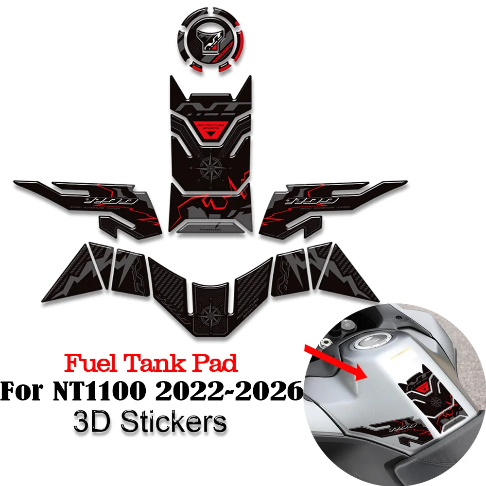 

3D Resin Motorcycle Decals Compatible with Honda NT1100 NT 1100 DCT Sport Tourer 2022-2026 Fuel Tank Pad Protector Stickerts Set