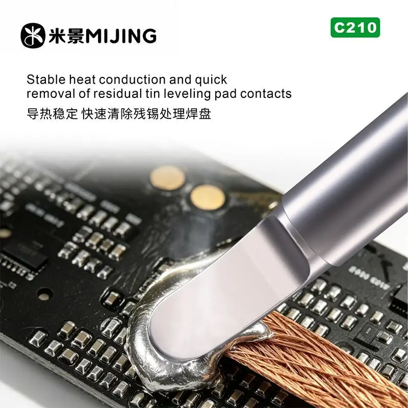 MIJING Newly Upgraded C210 Hand-Ground 0.6mm Curved Soldering Tip (for display driver IC repair; compatible with 210 handles)