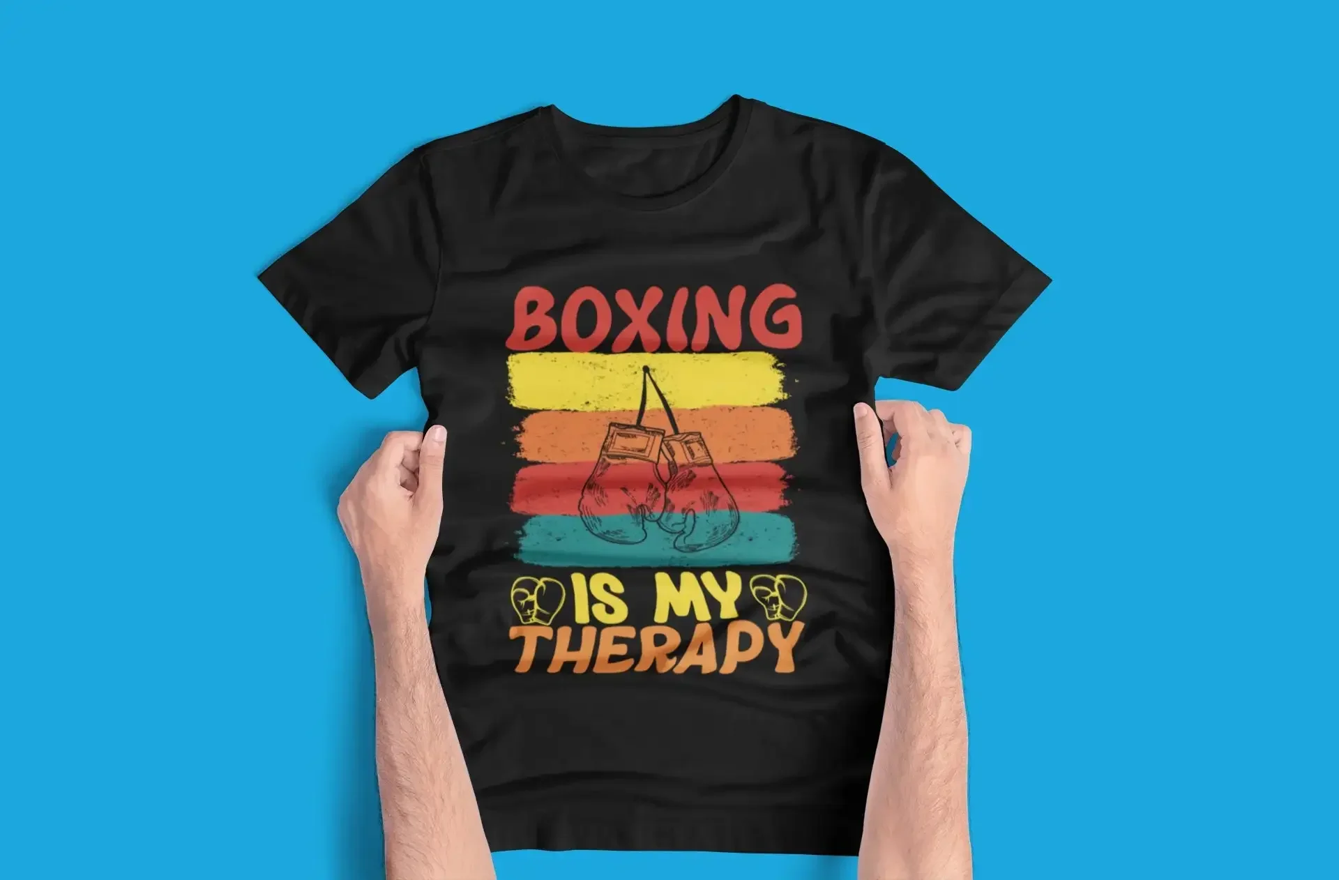 Therapy Boxing T Shirt Gloves Vintage Design For Him Men