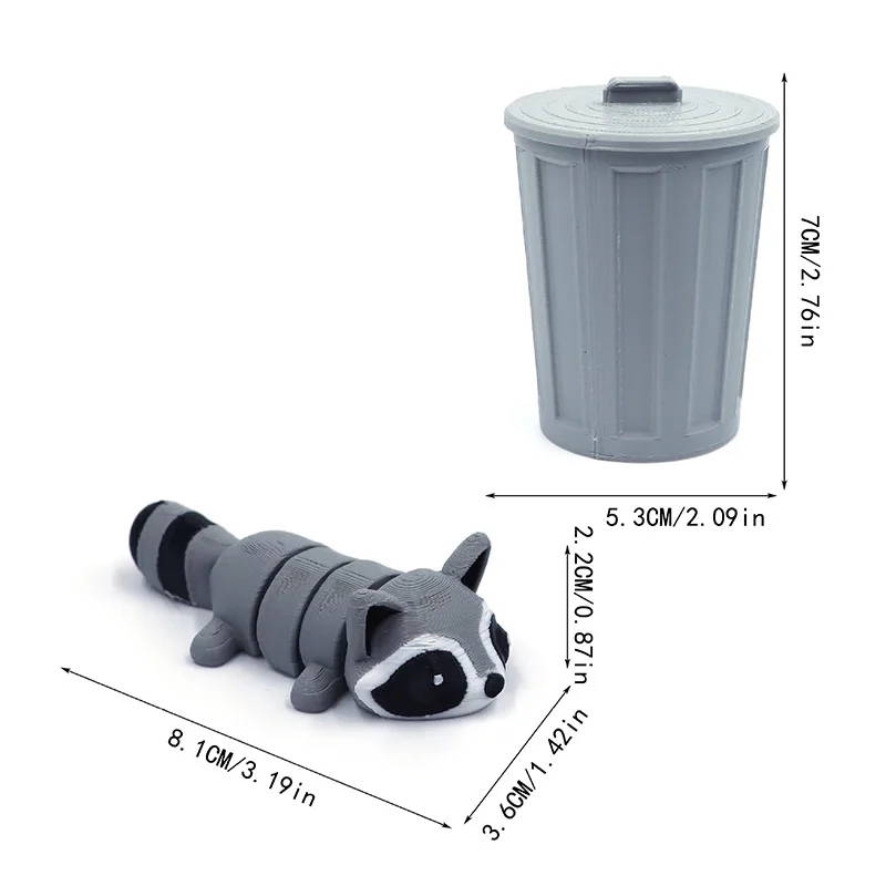 Cute 3d Printed Movable Racoon Articulating Fidget Racoon With Rubbish Can Naughty Panda Toy Relaxing Emotion Fidget Toy Gifts