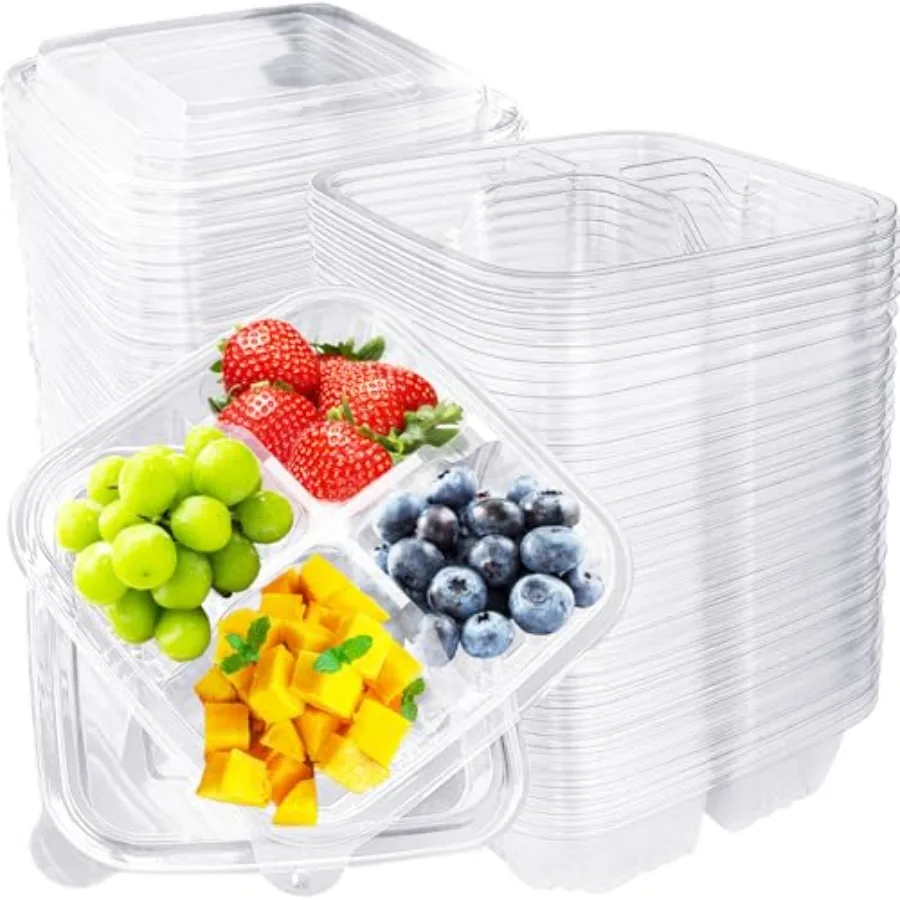 

40 Pcs 4Compartment Disposable Bento Snack Containers with Lids for School Work and Travel Meal Prep Ideal for Healthy Lunches