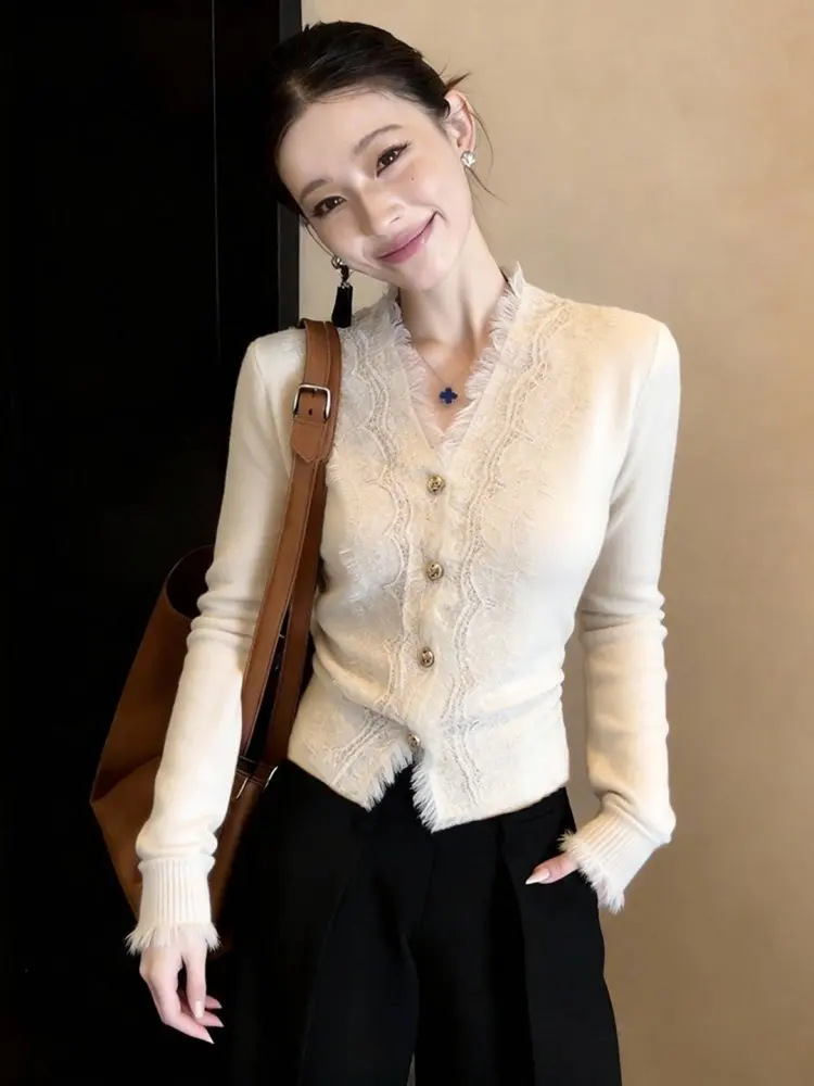 

Потрясающая вязаная базовая кофта с V-образным вырезом для женщин: весенняя, премиум-класса, уникальная, красивая, легкая, роскошная, для ношения под одеждой