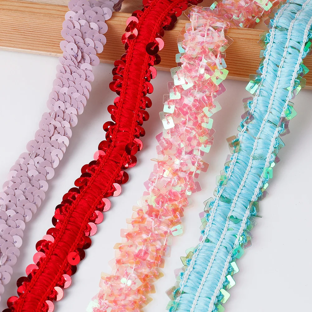 20mm Elastic Sequins Ribbon Trim Webbing For Clothing Dress Headdress And DIY Apparel Sewing Supplies