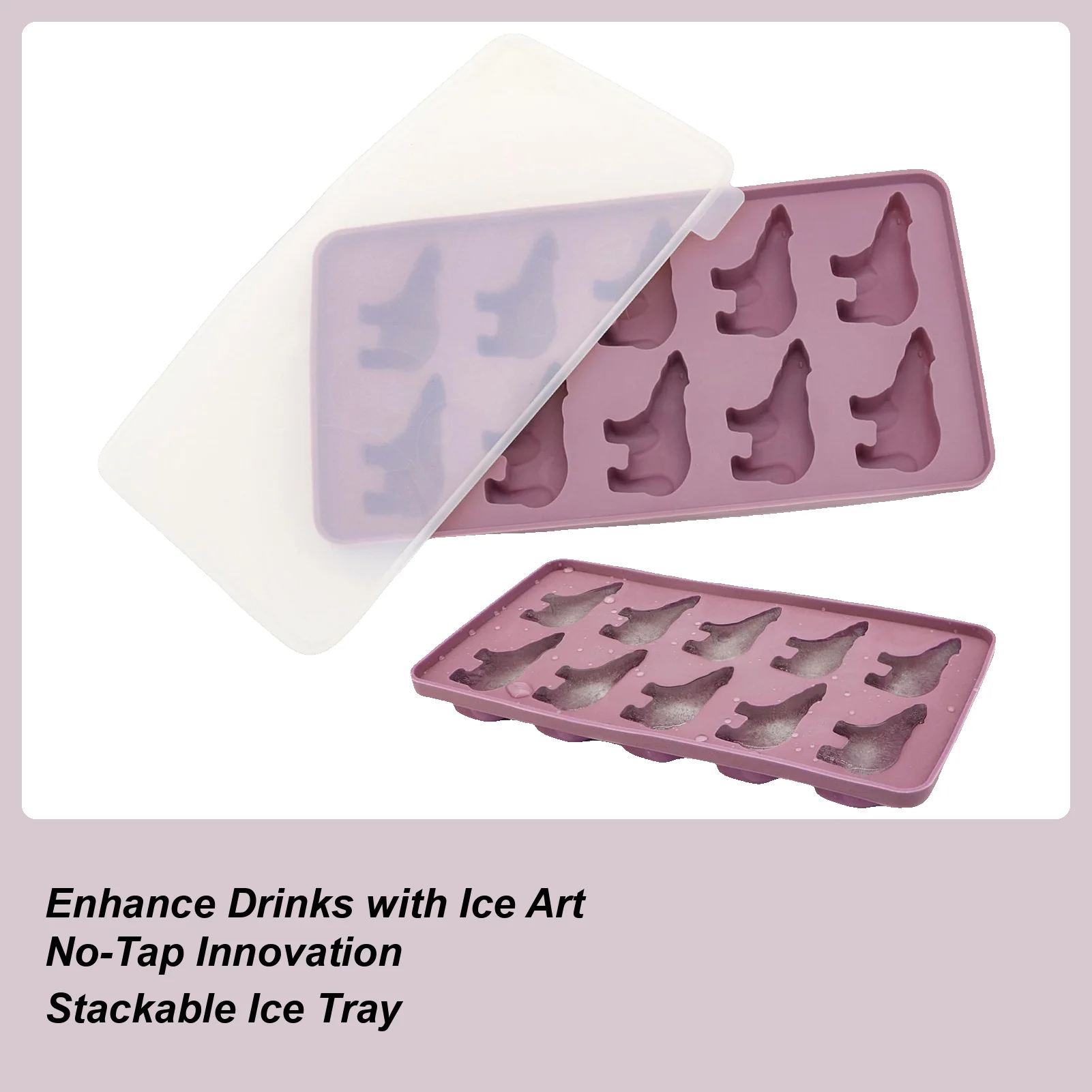 

Bear Ice Cubes Mold Cute Polar Bear 10 Cavity Silicone Ice Tray With Lid Specialty Tools Gadgets For Food Candy Chocolate Fruit