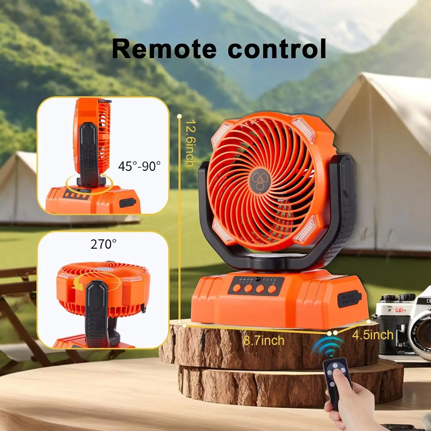 New outdoor portable cooling appliance electric fan, orange electric fan with suspension function