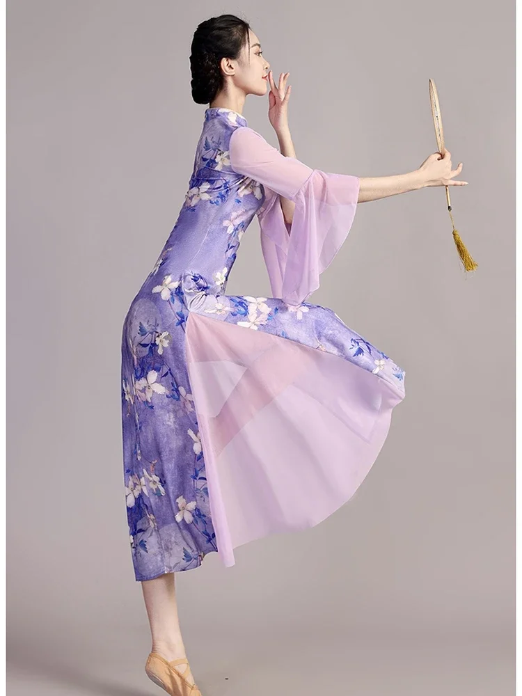 Costume da ballo cheongsam di danza classica costume da spettacolo di danza in stile retrò
