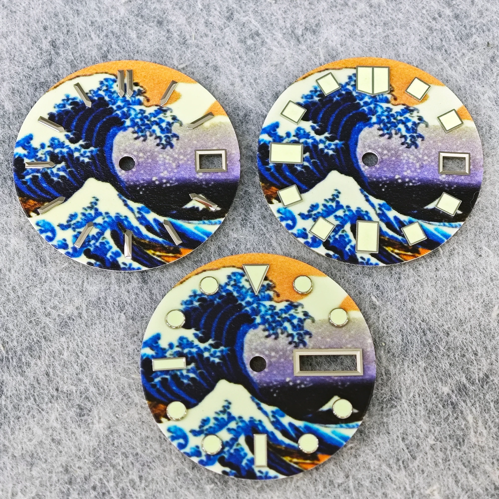 

28.5mm NH35 Dial Kanagawa Wave Luminescent Dial for NH35/36 Automatic Mechanical Movement High-Quality Watch Face