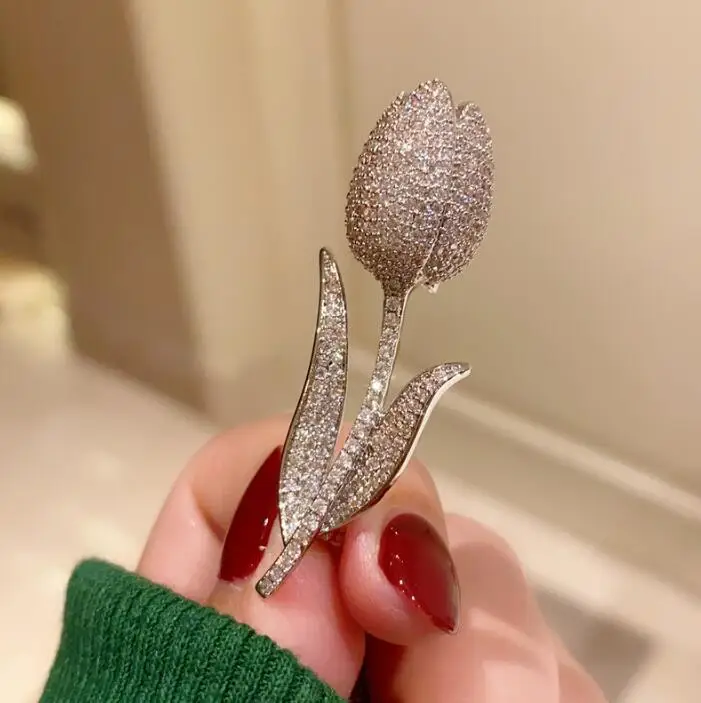 Fashion Tulip Brooches For Women Luxury Brooches  Enamel Pins Sweater Coat Clothing Accessories