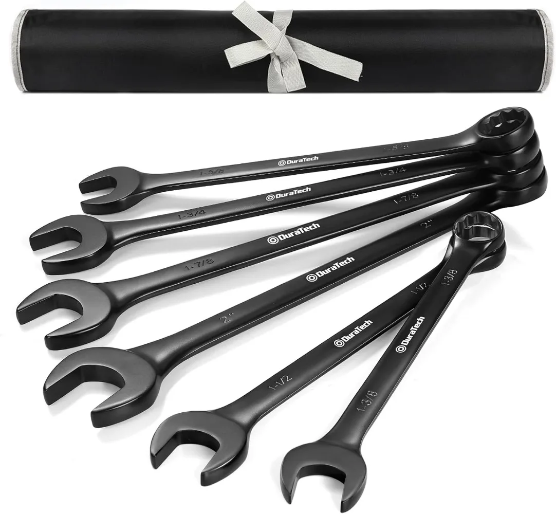 

Jumbo Combination Wrench Set, SAE, 6-piece, 1-3/8'' To 2'', CR-V Steel, Black Electrophoretic Coating, with Pouch