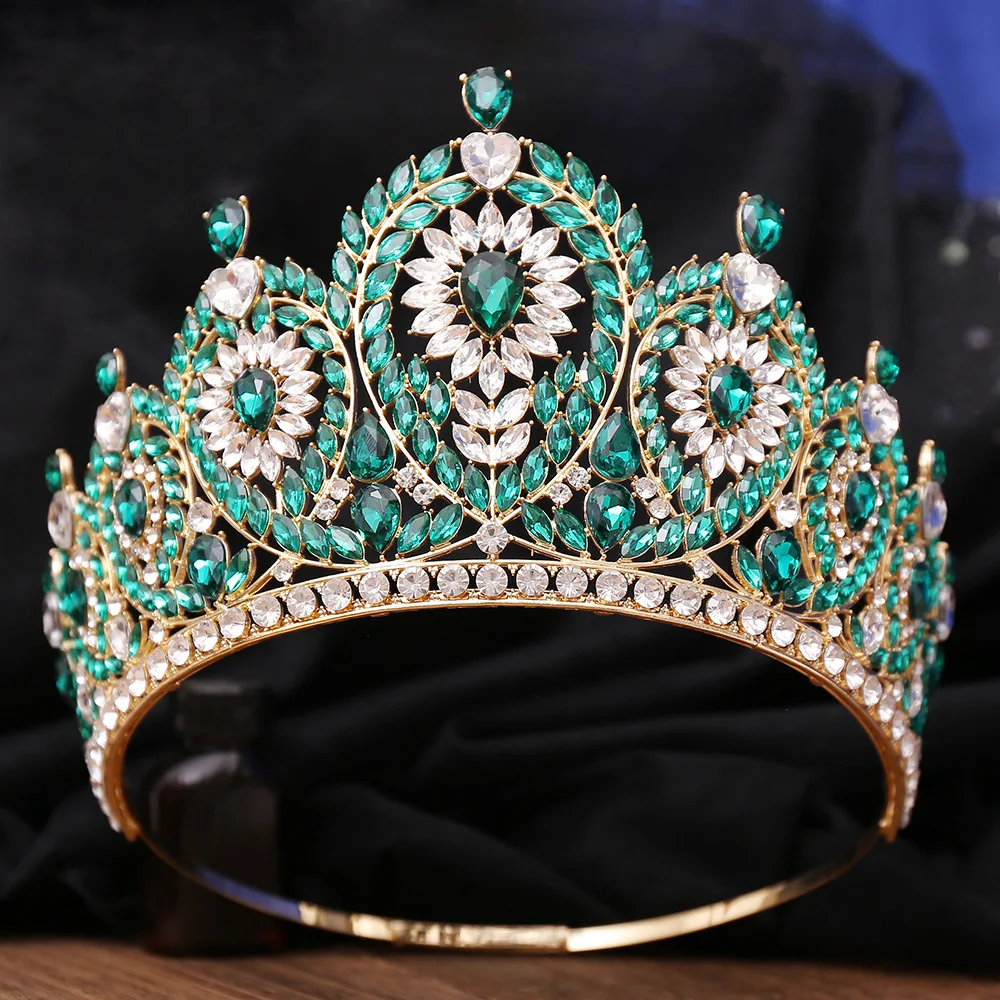 KMVEXO Baroque Queen Crystal AB Round Tiaras Crowns For Bridal Women Girls Wedding Diadem Princess Party Hair Dress Jewelry