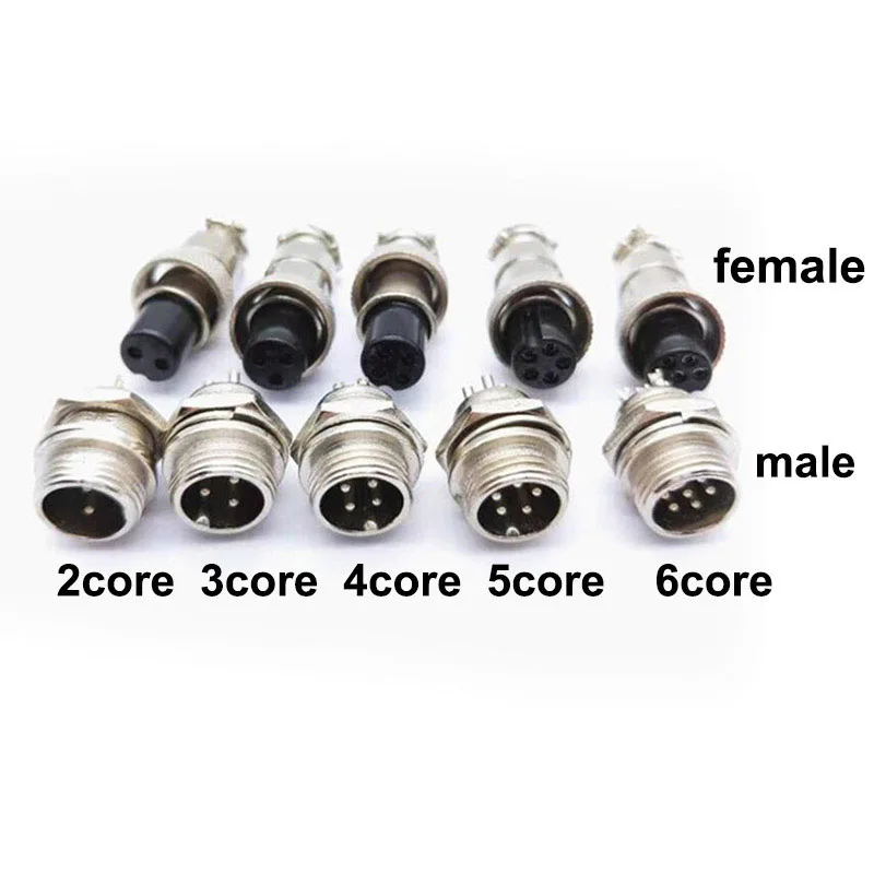 GX12 2/3/4/5/6 Pin core Circular Aviation wire cable power adapter Nut Type Male Female Socket Plug Wire Panel Connector 12mm P1