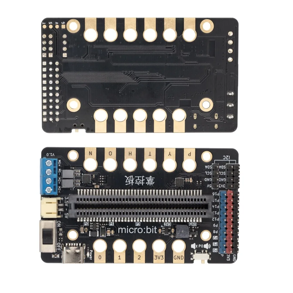Microbit IO Expansion Board  11 gold-plated pins, 2 motor drivers, Type-C port, supports 3.3–5V, compatible with Microbit V1/V2