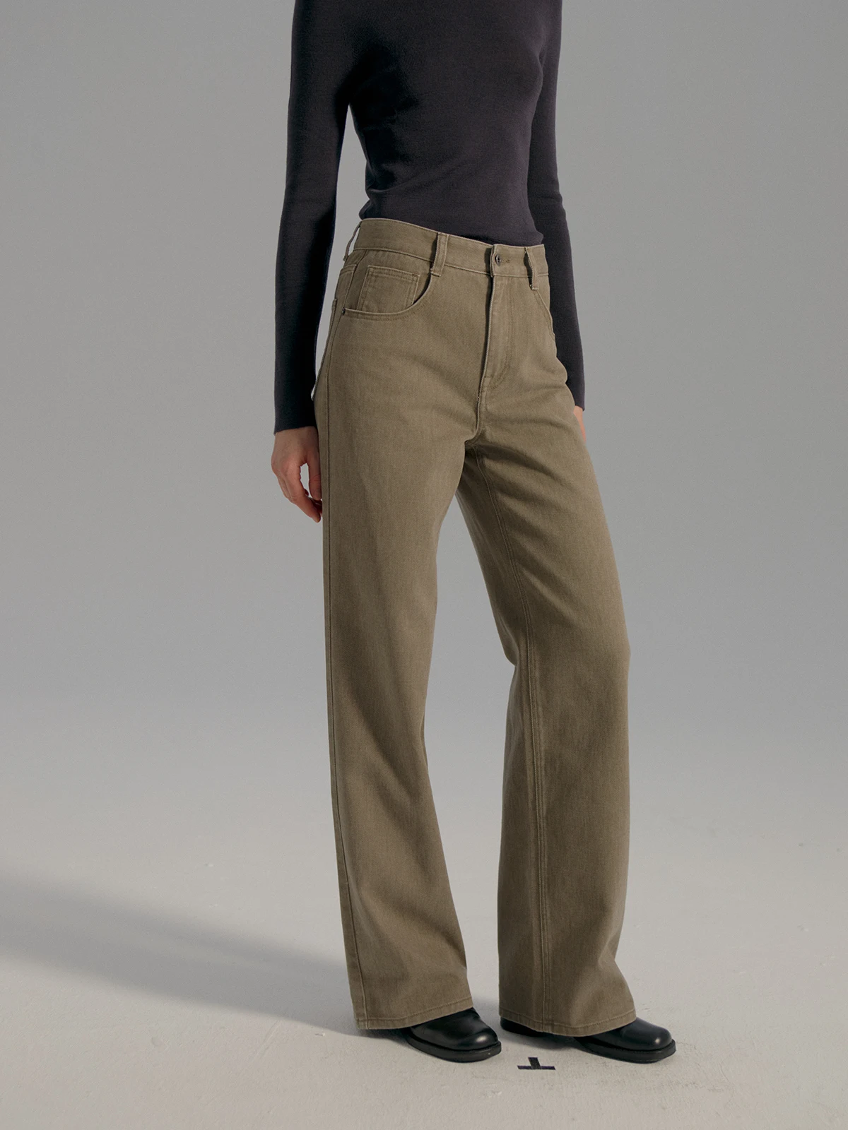 

Винтажные прямые широкие джинсы из органического хлопка с высоким воротом REWEAR Женские джинсовые брюки премиум-класса с длинной талией