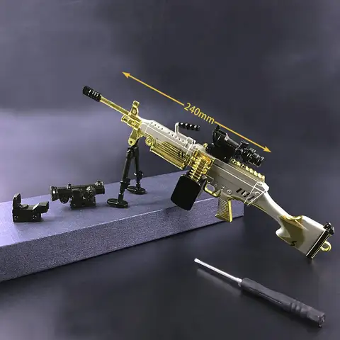 Alloy Model Toys Removable M249 Light Machine Gun 24CM Kids Christmas Gift Adult Game Weapon Collection CS Game Toy ZG131