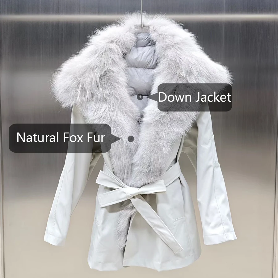 Donsjack voor dames met vossenbontkraag Winterwarme donsjassen van echt bont Bestverkopende stijlen Korte donsjas