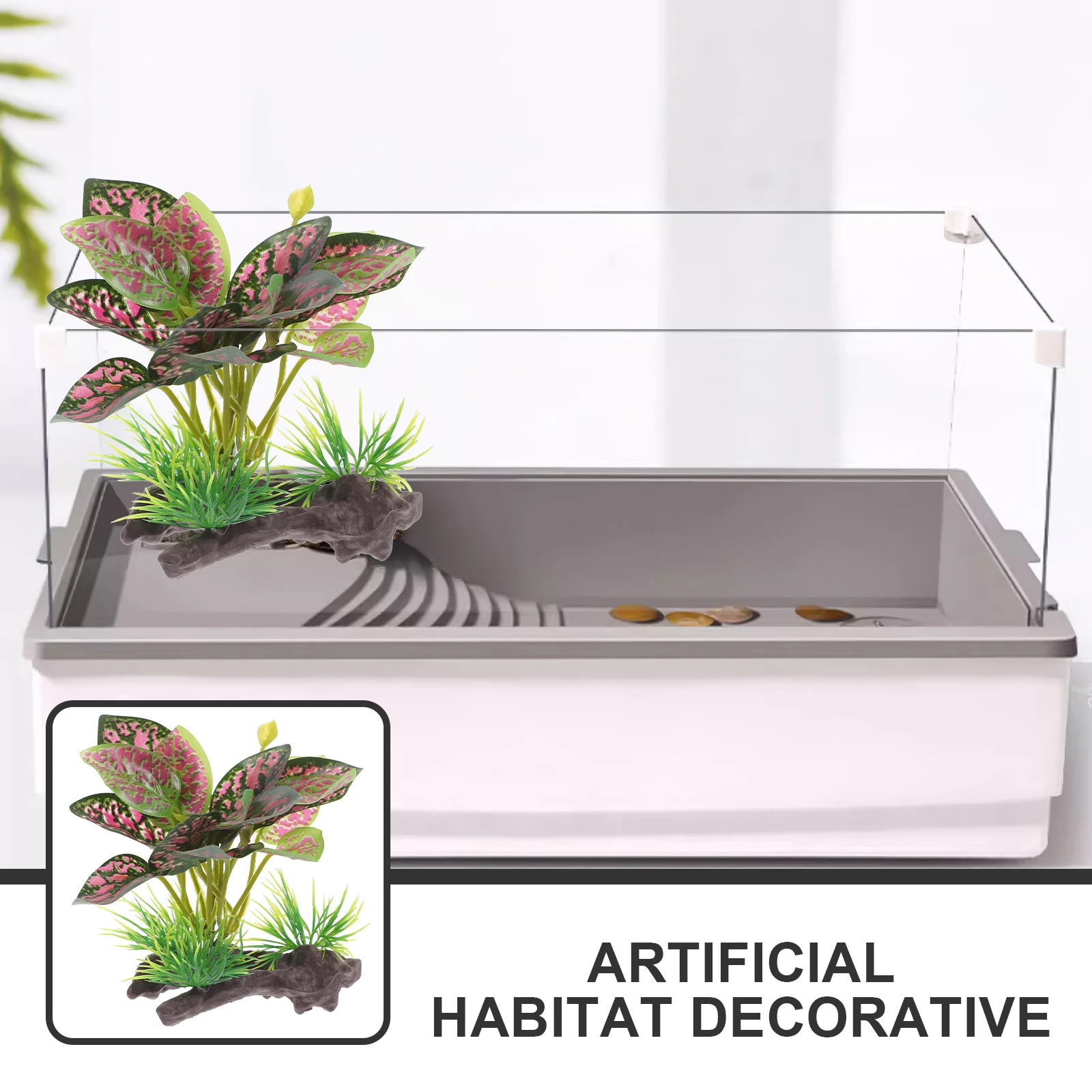 

Lifelike Resin Plastic Simulation Plant Ornament Reptile Terrarium Aquarium Fish Tank Decoration Artificial Plant Adornment