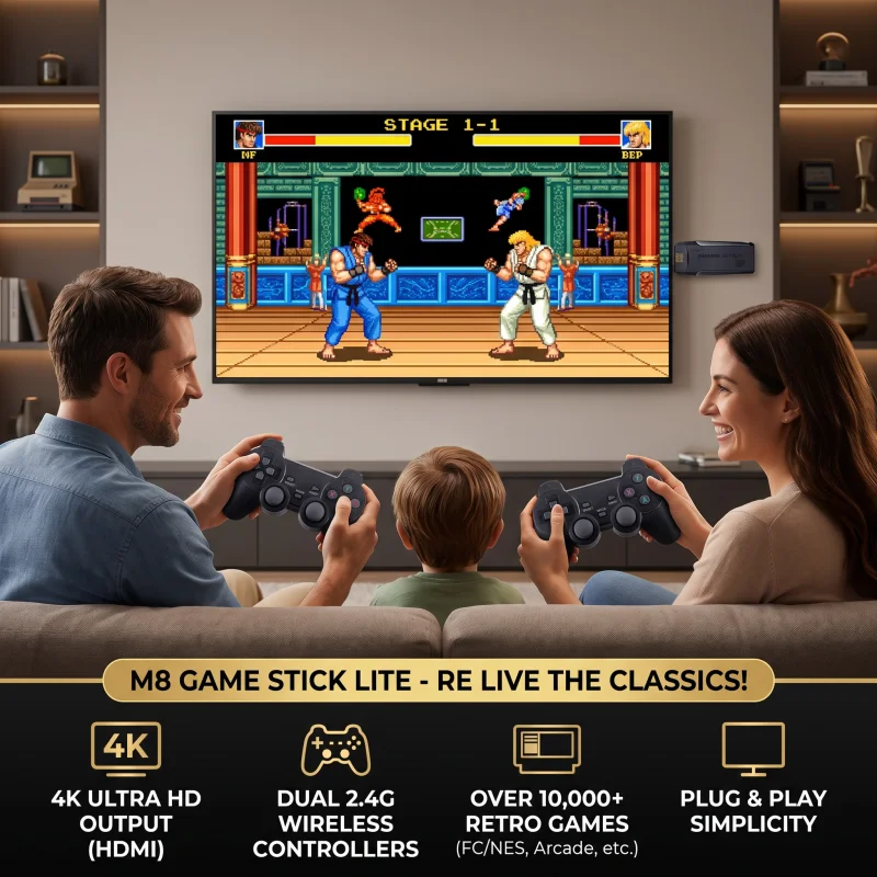 

M8 Small Box Game Stick 4K HD Classic TV Gaming Console 64GB 20000 Classic Games Retro Video Game Consoles