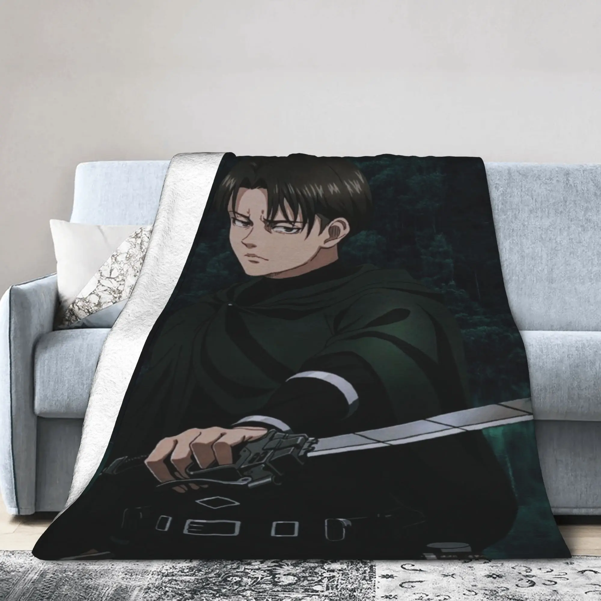 

L-Levi A-Ackermans anime cartoon Blanket Velvet Multifunction Ultra-Soft Throw Blanket for Bedroom Bedding Throws
