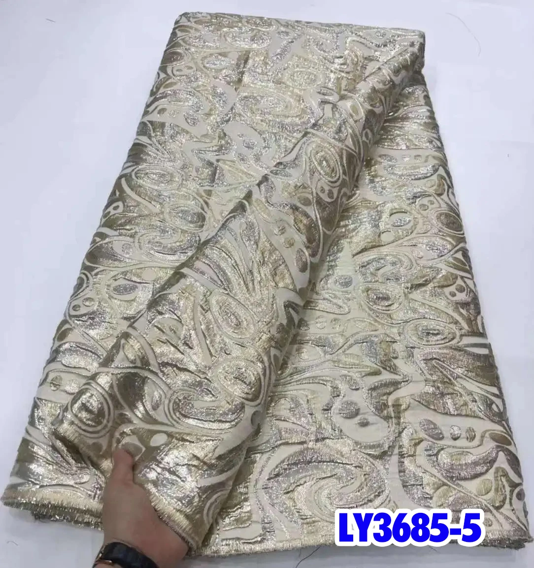 African Jacquard Lace Fabric 2024 High Quality Nigerian French Brocade Lace Fabric For Wedding Party Luxury Women Dresses