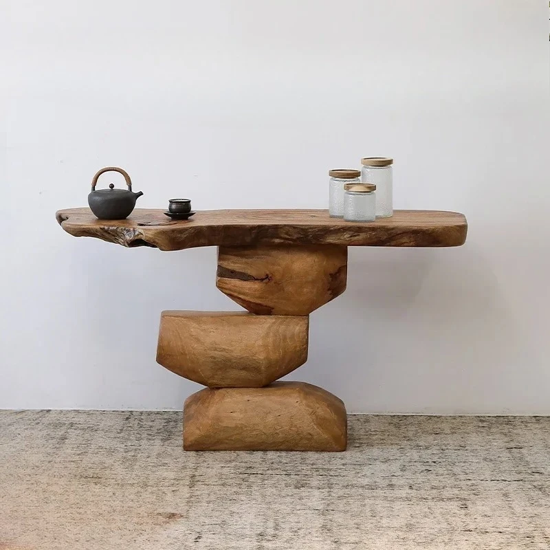 Solid Wood Entrance Table Designer Creative Irregular Side Table  Hotel Entrance Terrace