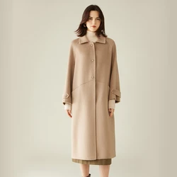 Ladies' 100% Cashmere Thick Double-Sided Long jacket, Classic and Multifunctional, Fashionable And Suitable For Business