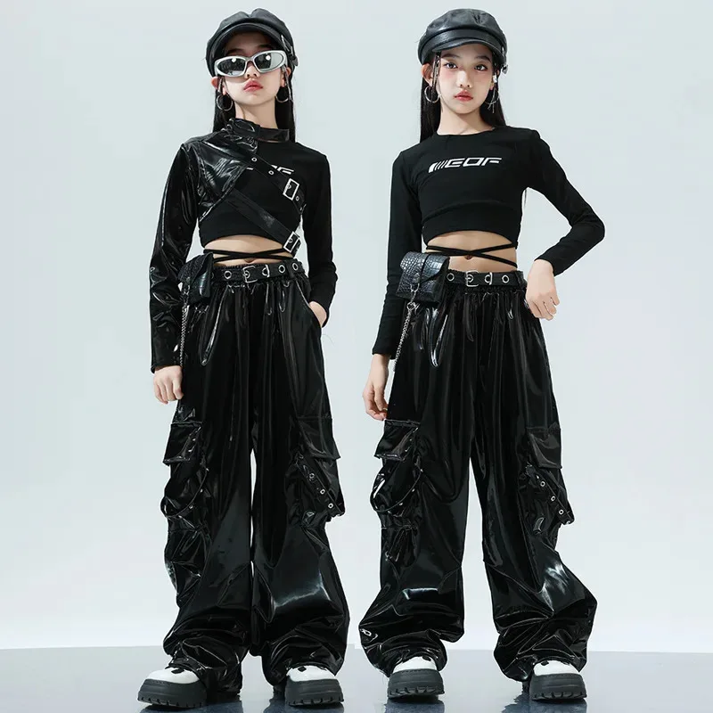 

Hip Hop Girls Street Dance Costume Kpop Jazz Sequin Fringe Tops Cargo Pants Hiphop Dance Competition Clothing Stage Wear
