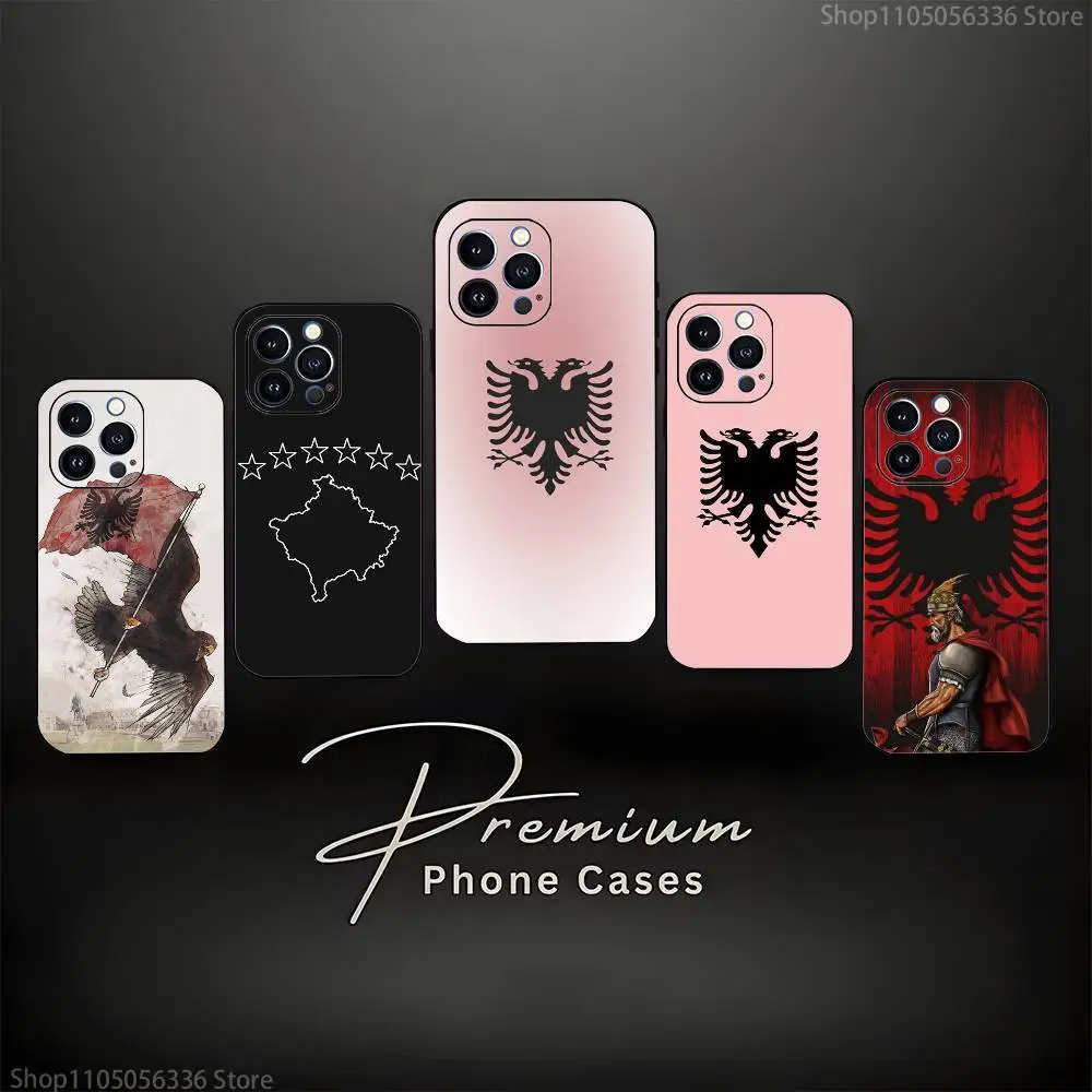 

A-Albanians Flag Phone Case For iPhone 17,16,15,14,13,12,11 ,Pro Max,XS,X,XR,SE,Mini,8,7,Soft Silicone Black Cover